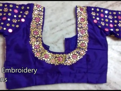 Embroidery designs for beginners | designer blouse designs | simple maggam work blouse designs