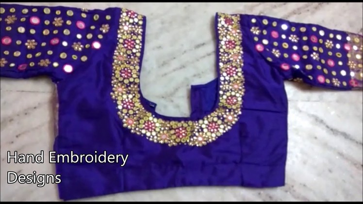 Embroidery designs for beginners | designer blouse designs | simple maggam work blouse designs