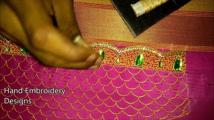 Hand embroidery zari work | hand embroidery stitches for beginners | heavy designer blouse online