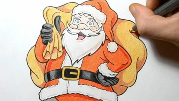 How I Draw Santa Claus - Cute Cartoon Style Drawing