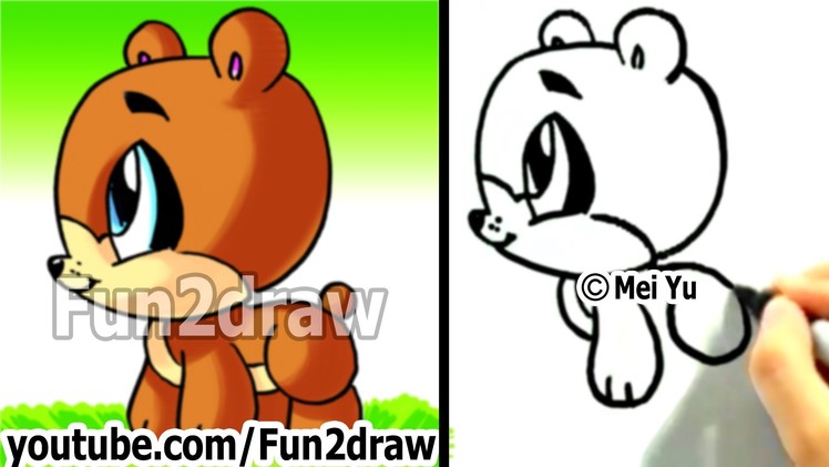 How to Draw a Cartoon Bear - How to Draw Easy things - Fun2draw Cute animals