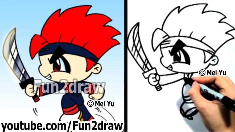 How to Draw a Cartoon Ninja - Learn to Draw - Draw People - Fun2draw