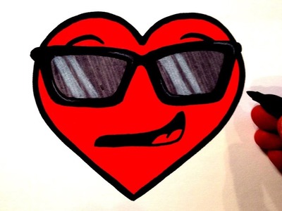 How to Draw a Cool Heart Smiley Face with Sunglasses