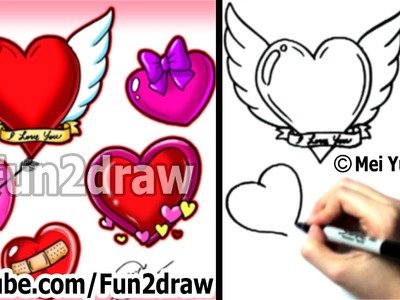 How to Draw a Heart, 5 Ways in 3 Min - How to Draw - Fun2draw