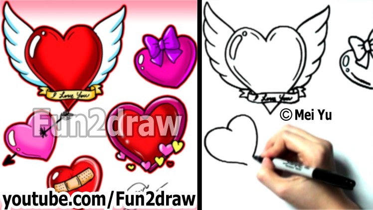 How to Draw a Heart, 5 Ways in 3 Min - How to Draw - Fun2draw