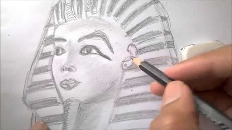 How to draw an Egyptian Pharaoh (Tutankhamun) | KG-Draws