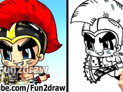 How to Draw Cartoon People - Gladiator Warrior - Fun Things to Draw - Fun2draw