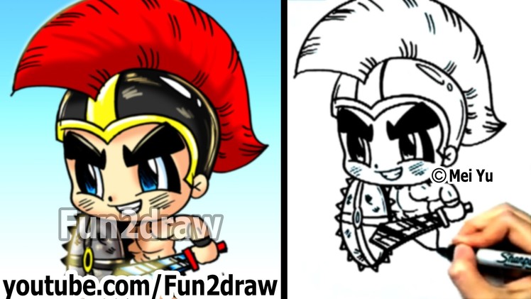 How to Draw Cartoon People - Gladiator Warrior - Fun Things to Draw - Fun2draw