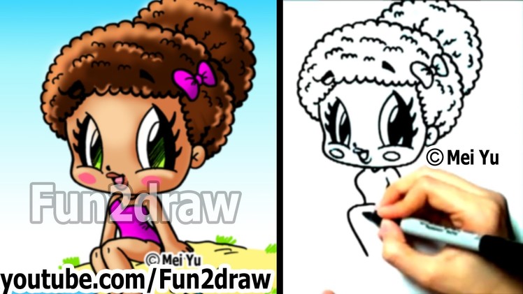 How to Draw Chibi Characters - Cute Beach Girl Fun Things to Draw - Fun2draw Summer People