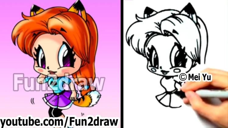 How to Draw Chibis - How to Draw a Cat Girl - Draw People - Cute Art - Fun2draw