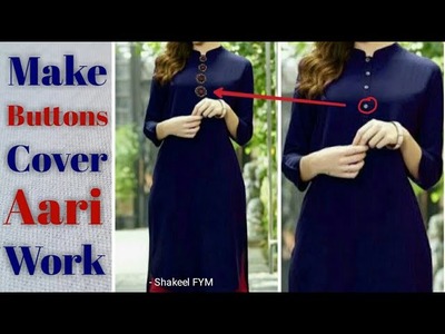 How To Make Embroidered button | Aari work | Button Cover