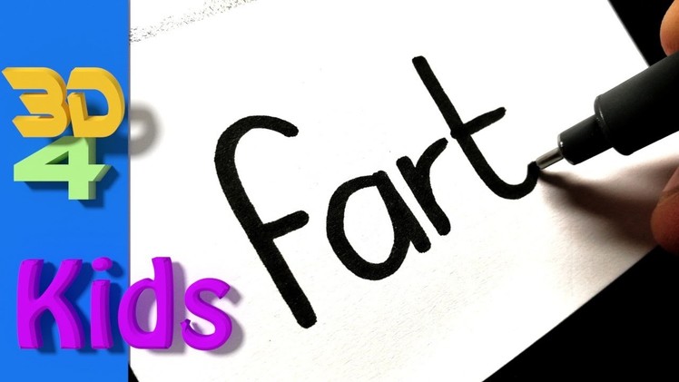 How to turn words FART into a Cartoon for kids - How to draw doodle art on paper #24