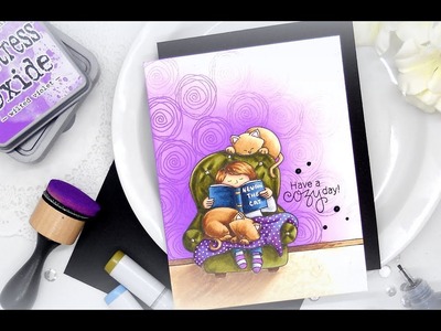 Newton's Nook: One Layer Copic Card with Pattern Stamping