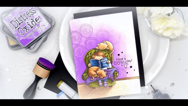 Newton's Nook: One Layer Copic Card with Pattern Stamping