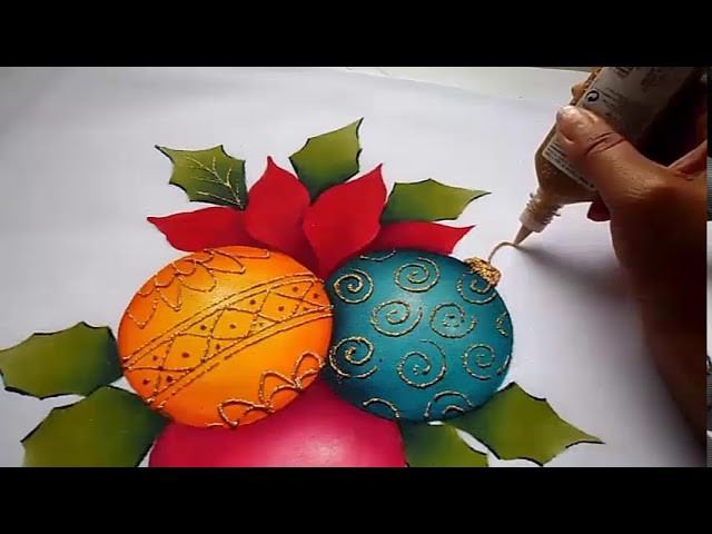 Pintura en tela como pintar esferas 2ª parte, painting tutorial, how to paint christmas balls