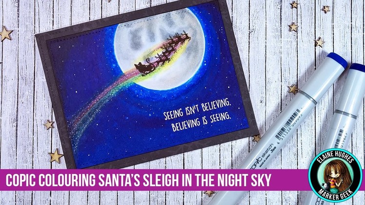 Santa's Sleigh in a Copic Night Sky Coloring Video