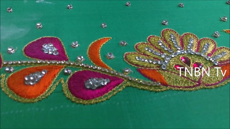 Simple maggam work blouse designs | hand embroidery tutorial | basic embroidery designs