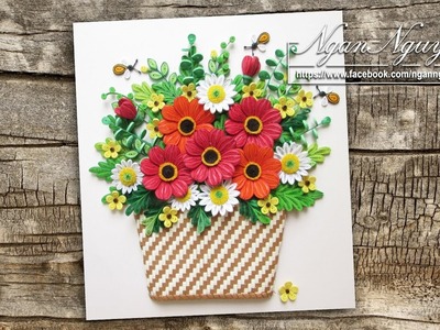 Tutorial Quilling Red Flowers Basket