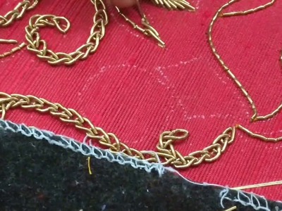 Unique knot arrangement using Zardosi spring embroidery