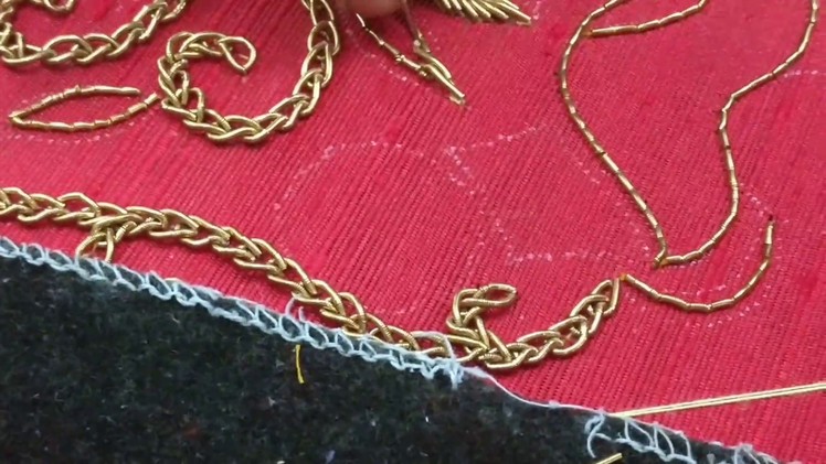 Unique knot arrangement using Zardosi spring embroidery