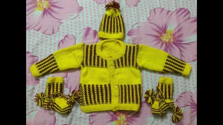 Woolen sweater designs - two colour sweater design for baby or kids in hindi | sweater set for kids