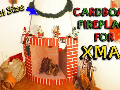 XMAS CRAFTS - easy CARDBOARD fireplace for christmas decor DIY - Mr. DIY