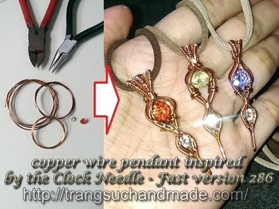 Copper wire pendant inspired by the clock hands (clock Needle) - Fast version 286
