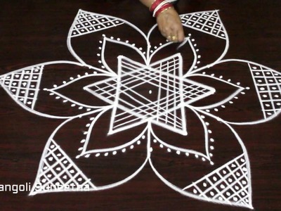 Creative easy rangoli with dots * latest simple padi kolam designs * beautiful geethala muggulu