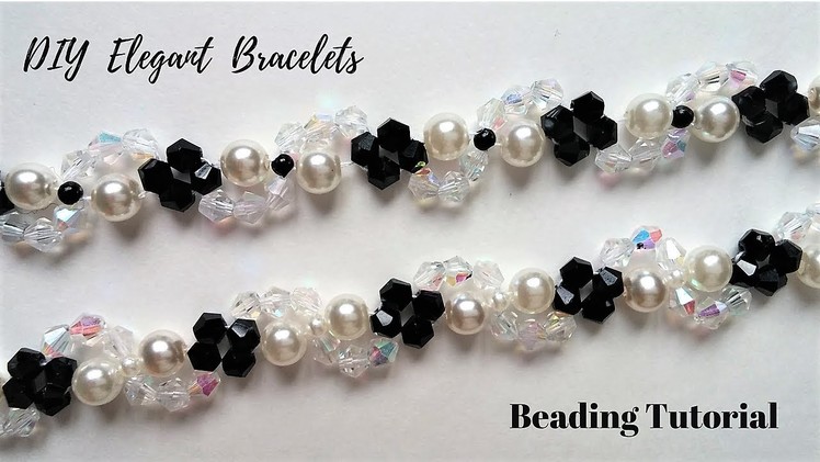 DIY Crystal and Pearls Bracelets. How to Make Beading Bracelets