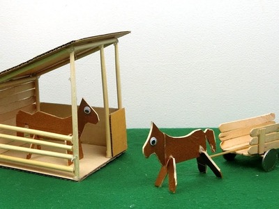 DIY Horse Stables & Cart | Easy Popsicle Stick Crafts
