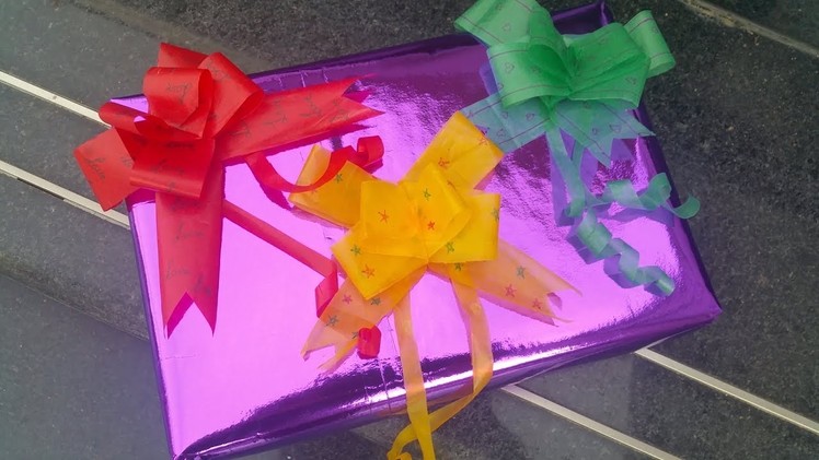 DIY, How To Make Pulling Paper Bow | کاردستی، ساخت گل کاغدی برای جعبه هدیه (کادو)