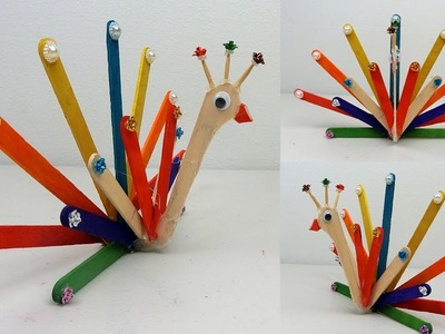DIY Popsicle Stick Crafts | Colorful Bird - Easy Animal idea for kids