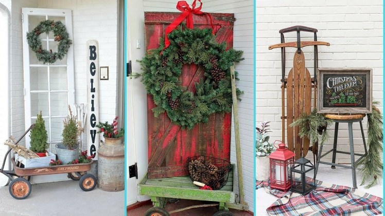 DIY Shabby chic style Front Porch Christmas decor Ideas❤| Christmas Home decor| Flamingo Mango|