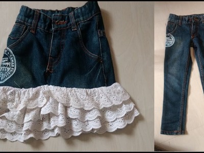 Diy skirt from old jeans | best out of waste | refashion | recycling of old clothes
