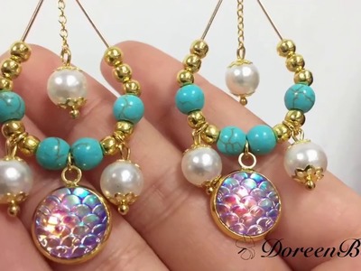 DoreenBeads Jewelry Making Tutorial - How to Make Resin Fishscale Loose Beads Pearl Earrings