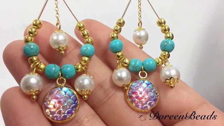 DoreenBeads Jewelry Making Tutorial - How to Make Resin Fishscale Loose Beads Pearl Earrings
