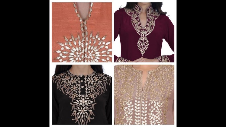 Gota patti work designs for necklines | Kurta | Sarees