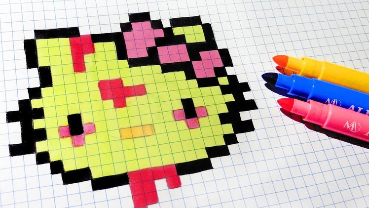 Halloween Pixel Art - How To Draw Zombie Hello Kitty #pixelart