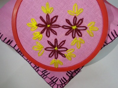 Hand Embroidery - Design With Lazy Daisy Stitch By Ayesha - ayeshasworld786.blogspot.com