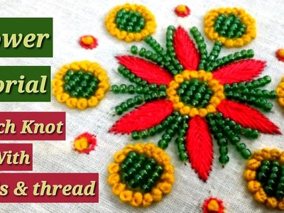 Hand Embroidery : French Knots | Flower Design | French knots Flower