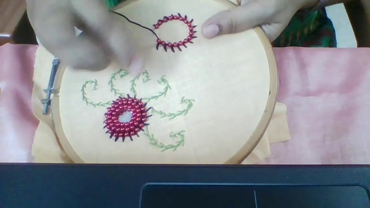 Hand Embroidery Mirror work with beads