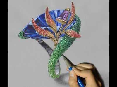 How I drew a ring : The Bird of Paradise Ring
