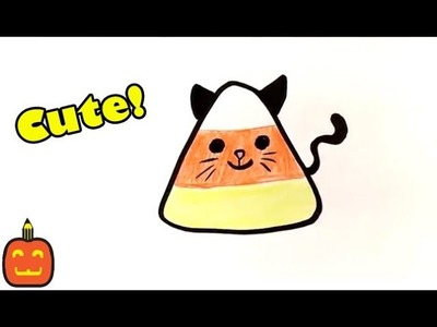 How to Draw Cute Candy Corn - Cat Version - Halloween Drawings