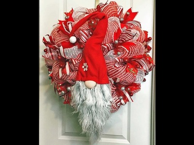 How to make a double pouf Christmas Gnome Wreath with 10in deco mesh