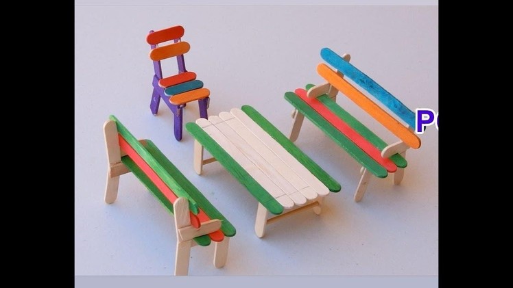 How to make beautiful furniture(chair and table) with ice cream stick for kids craft