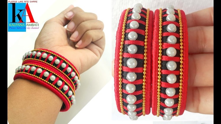 How to make Designer checker model Silk Thread Bangles with mothis at home