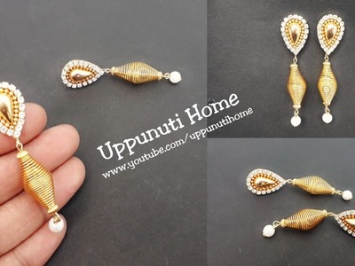 How To Make Designer Fancy Earrings At Home | DIY | Pearl Earrings | Jewelry making | Uppunuti Home