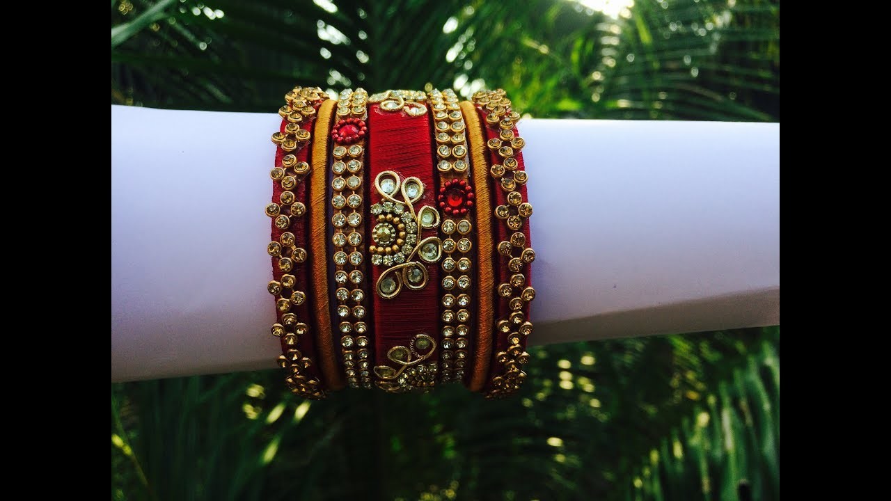 How to make silk thread Zardosi bangles set.easy method