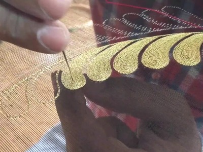 Leaf pattern work on a designer blouse