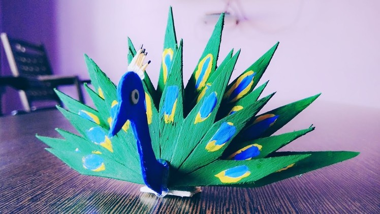 Make peacock from popsicle sticks | Ice cream sticks crafts | PeacocK crafts